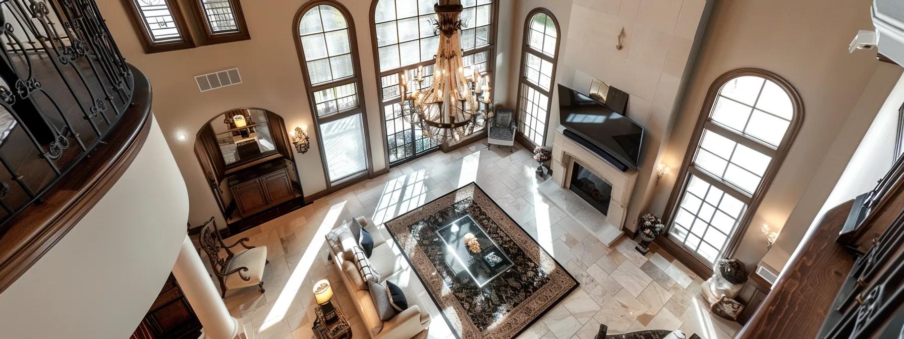 a modern home interior showcases a blend of traditional craftsmanship and contemporary design elements, featuring elegant lighting, energy-efficient windows, and upgraded security systems, all set within a stylishly arranged living space that emphasizes both functionality and aesthetic appeal.