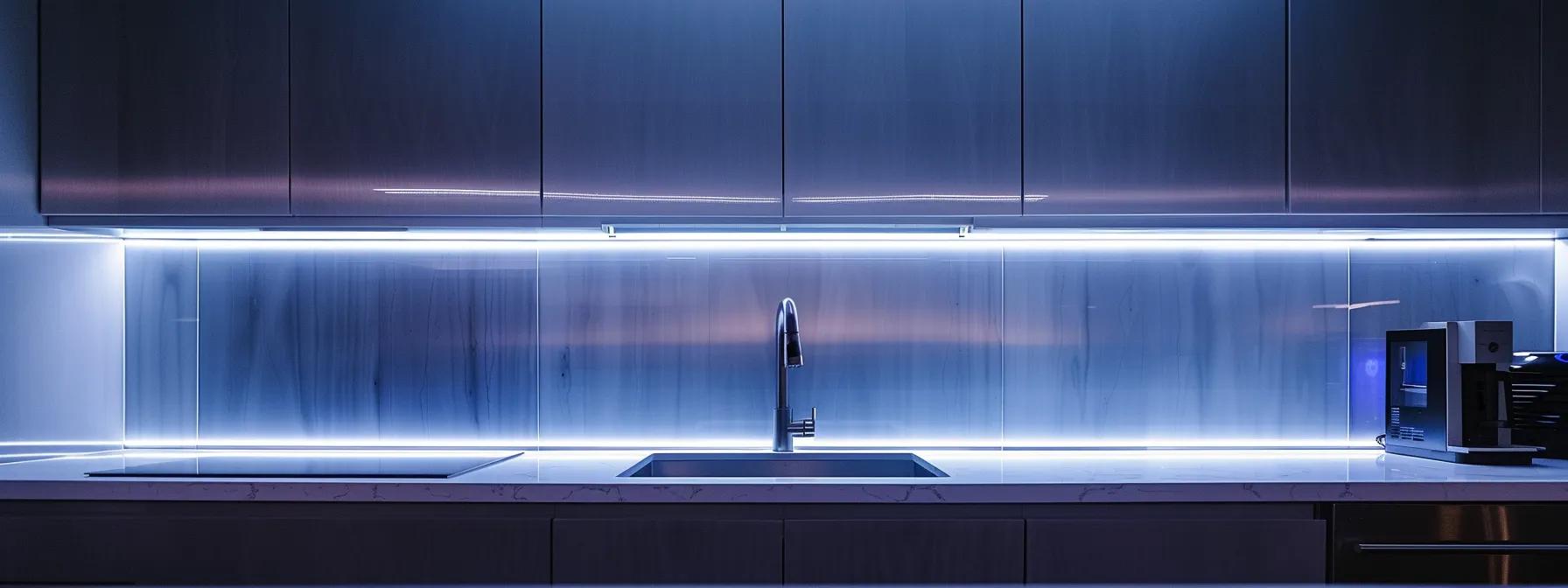 a sleek and modern kitchen renovation in houston, showcasing energy-efficient appliances, elegant countertops, and professional-grade lighting that highlights the craftsmanship of custom cabinetry and accent features.