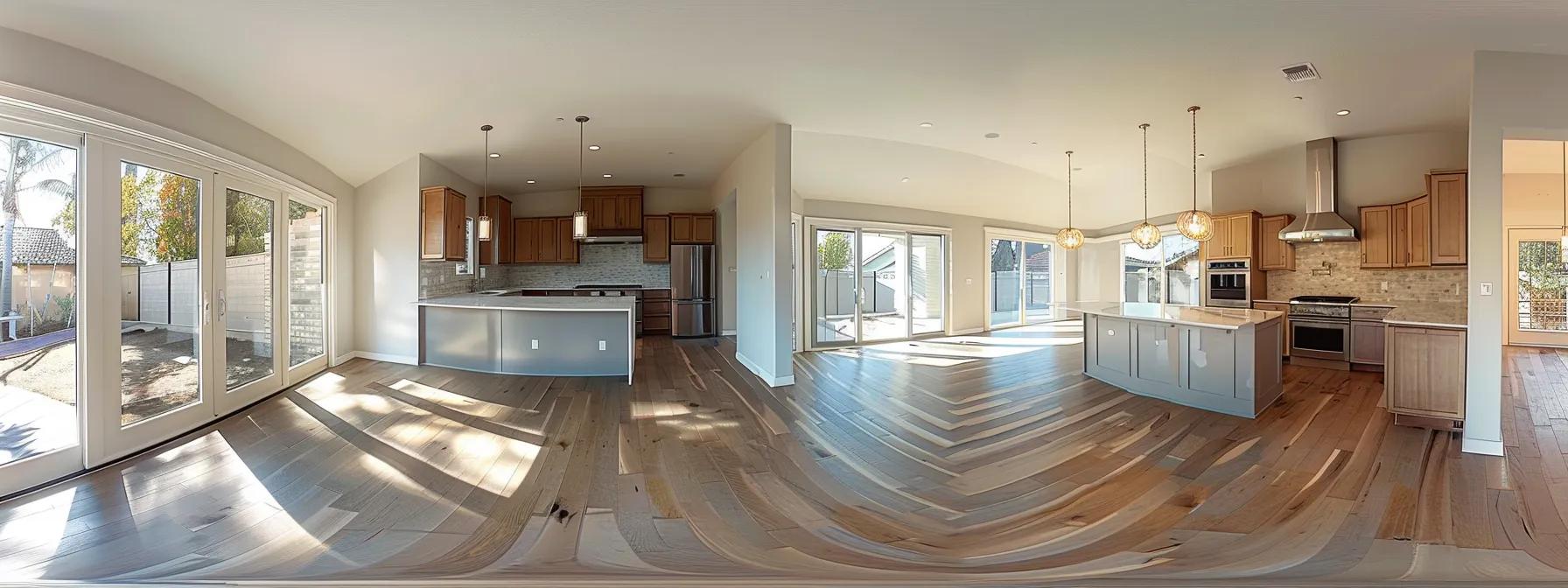 a sleek, modern kitchen showcases high-end appliances, elegant quartz countertops, and innovative cabinetry in a spacious, open layout, inviting family gatherings while emphasizing energy efficiency and contemporary design.