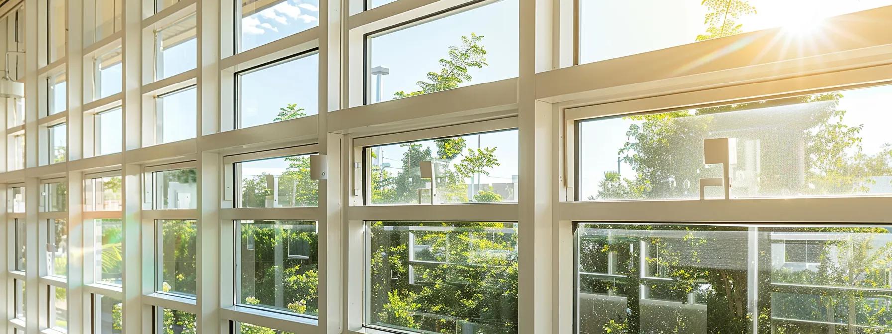 a modern houston home interior showcasing energy-efficient upgrades, featuring sleek double-pane windows, a sophisticated hvac system, and smart home devices seamlessly integrated into a stylish living space.